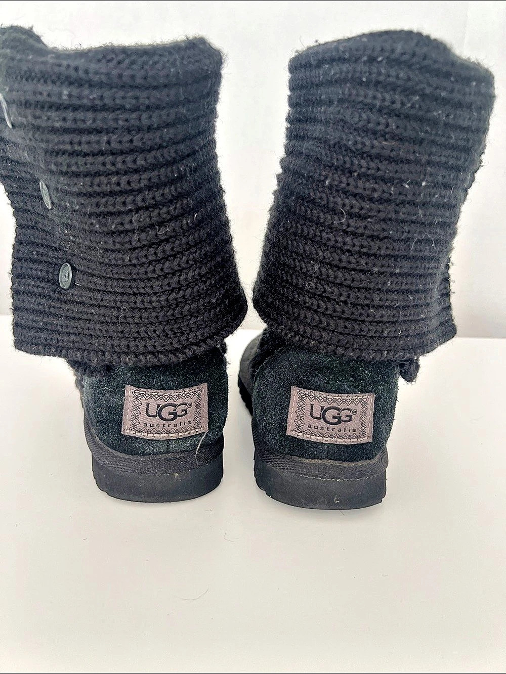 UGG Classic Cardy Black Knit Cuff Boots